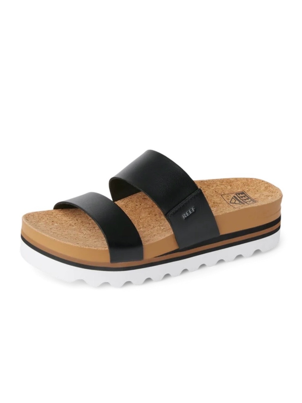 Reef Cushion Vista Hi Platform Sandals Black Cork Size 7